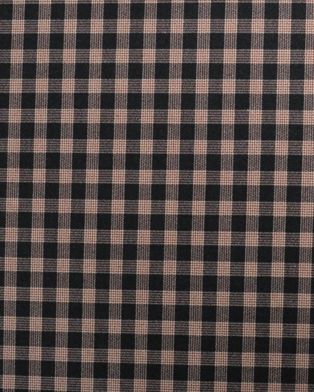 Tissu Ecossais Stretch Petits Carreaux Noirs et Bordeaux  - Mercerine