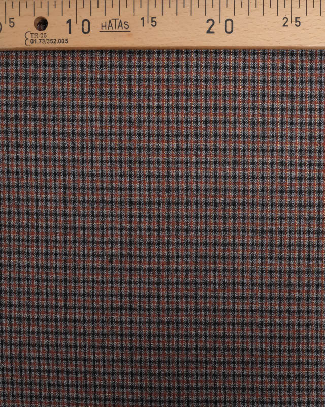 Tissu Stretch Mini Carreaux Gris Terracotta Lurex Doré - Mercerine