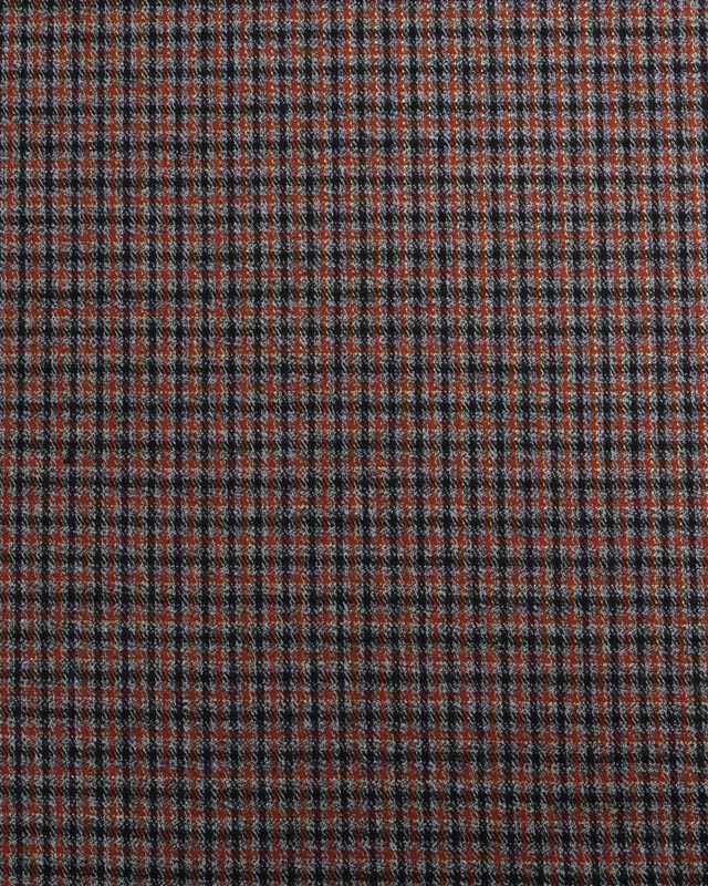 Tissu Stretch Mini Carreaux Gris Terracotta Lurex Doré - Mercerine