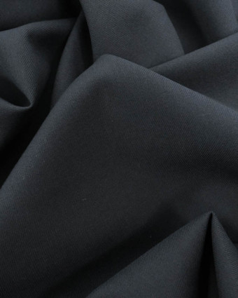 Tissu Sergé Stretch Uni Noir - Mercerine