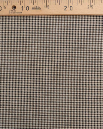 Tissu Stretch Beige Motif Pied de Poule Noir et Marron  - Mercerine