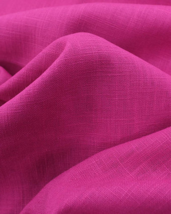 Tissu 100% Lin Uni Framboise - Mercerine