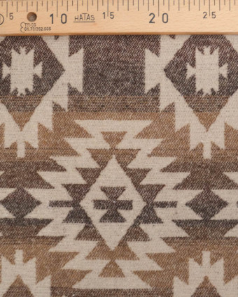 Tissu Lainage Motif Aztèque Marron - Mercerine