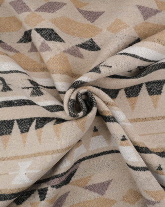 Tissu Lainage Beige Motif Ethnique - Mercerine