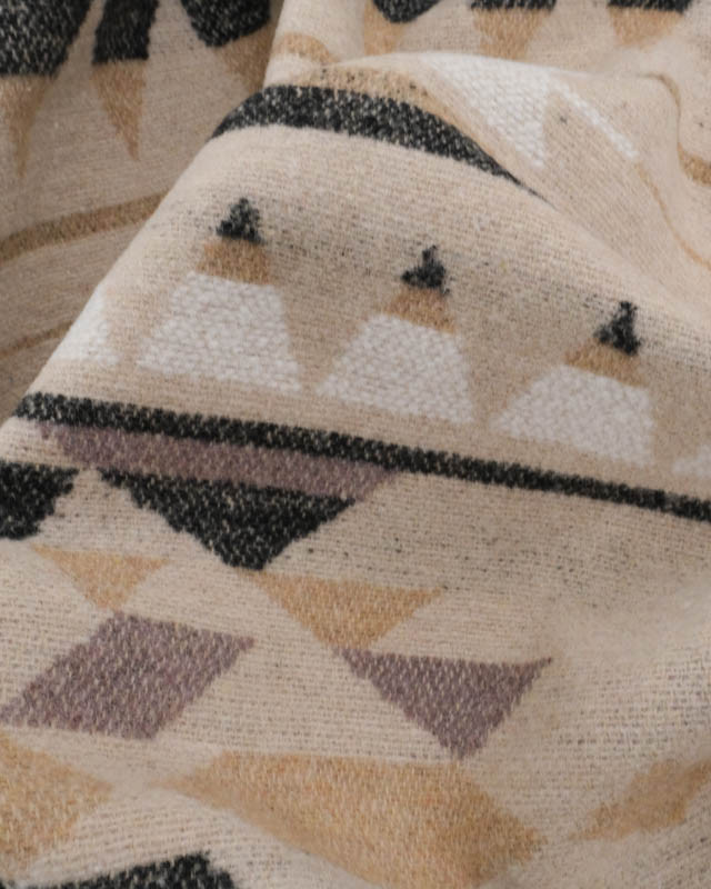 Tissu Lainage Beige Motif Ethnique - Mercerine