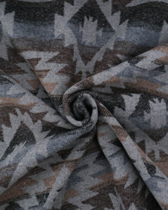 Tissu Lainage Gris Motif Aztèque  - Mercerine