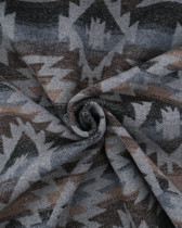 Tissu Lainage Gris Motif Aztèque