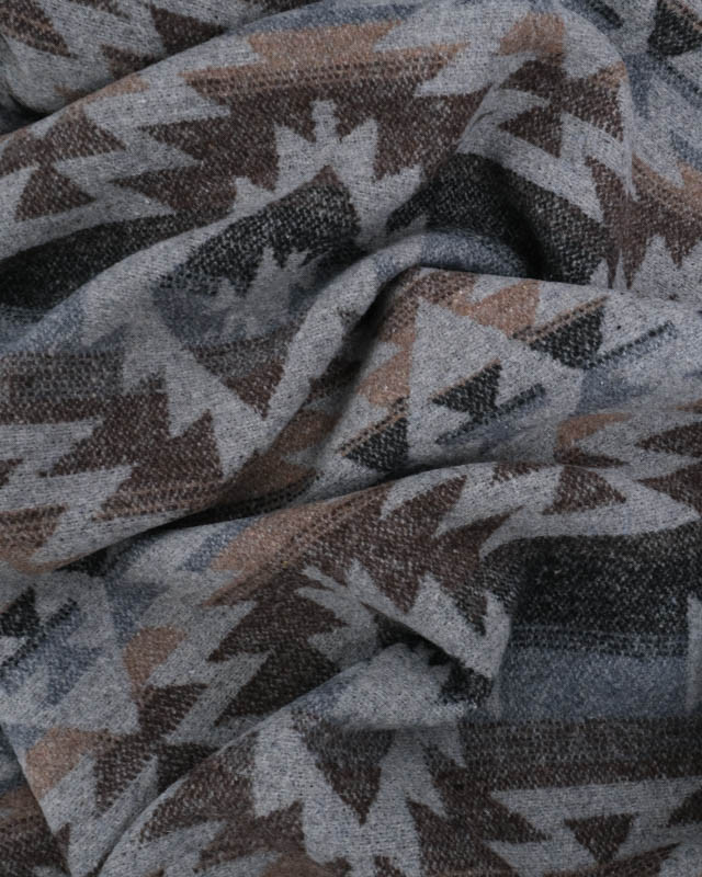 Tissu Lainage Gris Motif Aztèque  - Mercerine