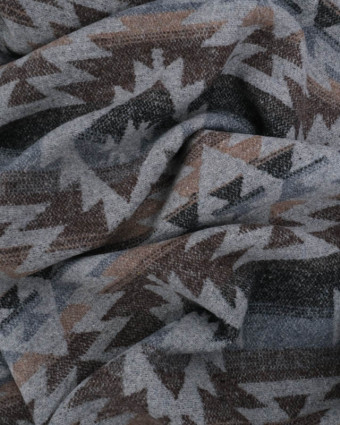 Tissu Lainage Gris Motif Aztèque  - Mercerine