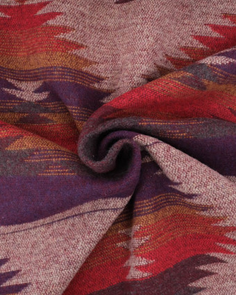 Tissu Lainage Motif Aztèque Rouge et Violet - Mercerine