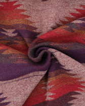 Tissu Lainage Motif Aztèque Rouge et Violet