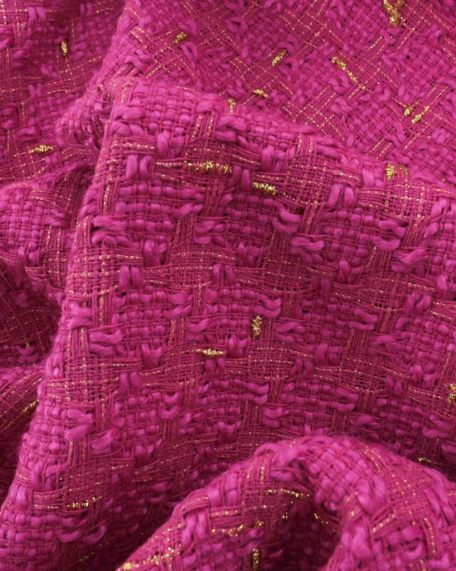 Tissu Tweed Fuchsia et Doré  - Mercerine