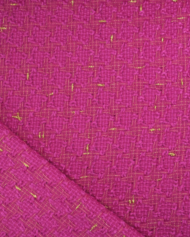 Tissu Tweed Fuchsia et Doré  - Mercerine