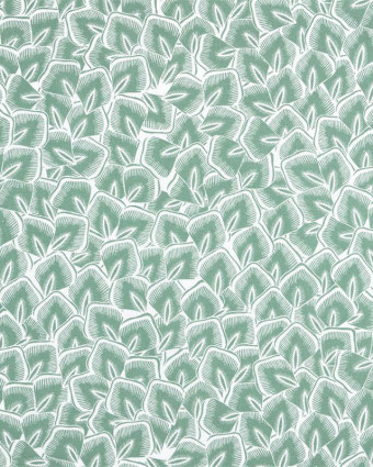 Cretonne de Coton Motif Feuillage Vert - Mercerine