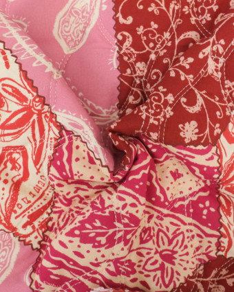 Tissu Matelassé Patchwork Double Face Rose et Rouge - Mercerine