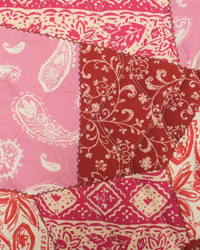 Tissu Matelassé Patchwork Double Face Rose et Rouge -  Mercerine