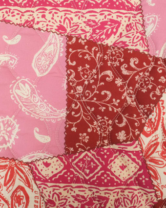 Tissu Matelassé Patchwork Double Face Rose et Rouge -  Mercerine