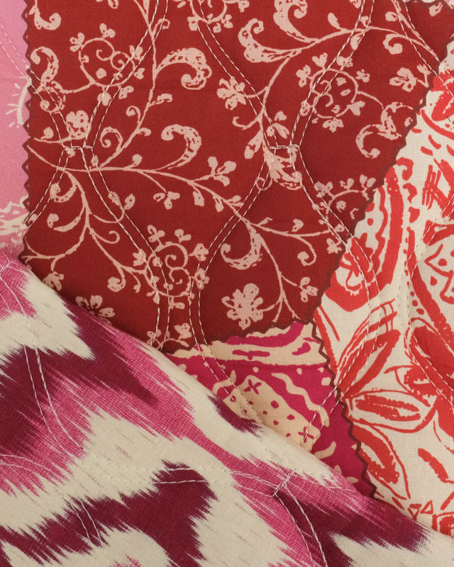 Tissu Matelassé Patchwork Double Face Rose et Rouge -  Mercerine