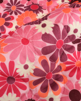 Matelassé Velours Fleuri Seventies Envers Doudoune Rose - Mercerine