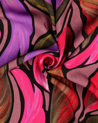 Viscose Imprimé Fuchsia Rose et Violet - Mercerine