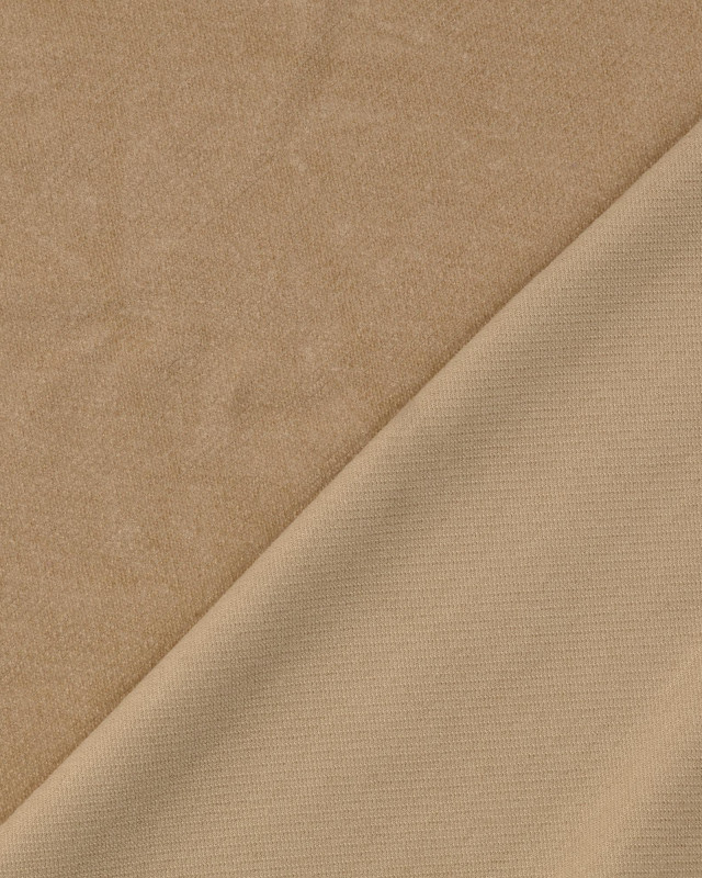 Tissu Jersey Velours Twill Beige - Mercerine