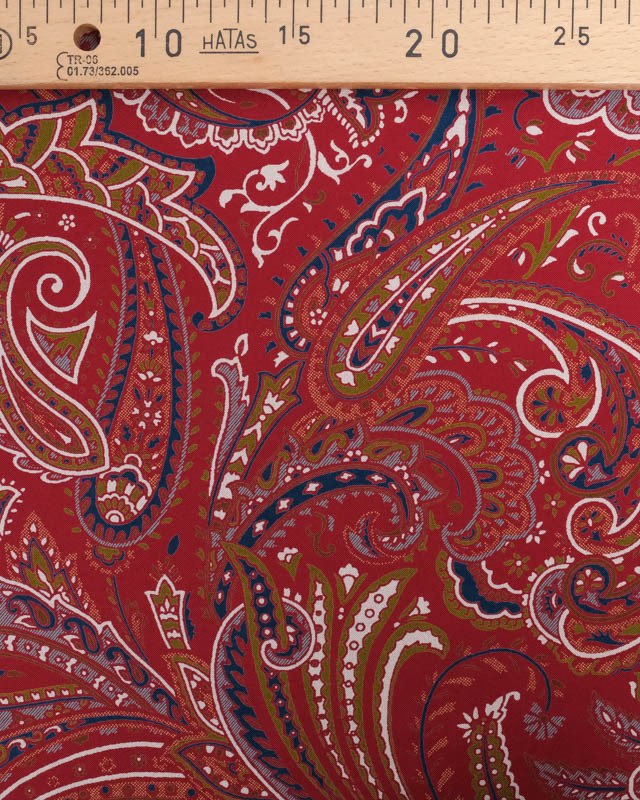 Tissu Viscose Bordeaux Motif Cachemire - Mercerine