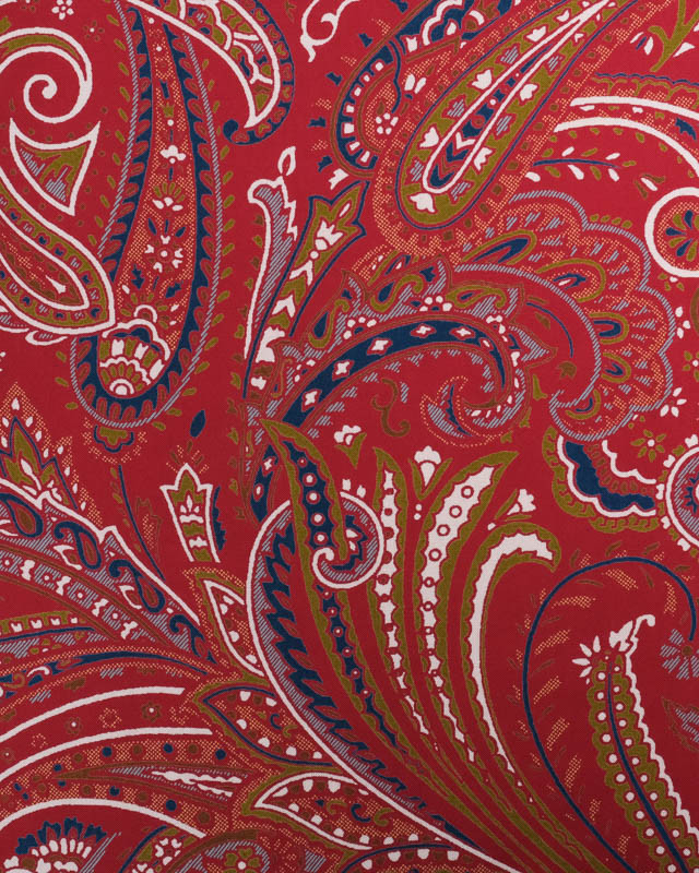 Tissu Viscose Bordeaux Motif Cachemire - Mercerine