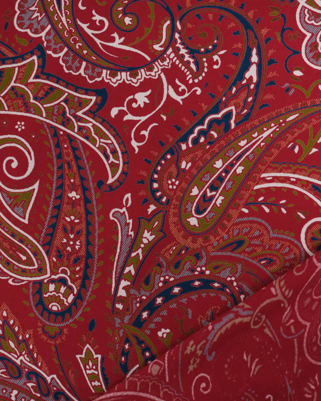 Tissu Viscose Bordeaux Motif Cachemire - Mercerine