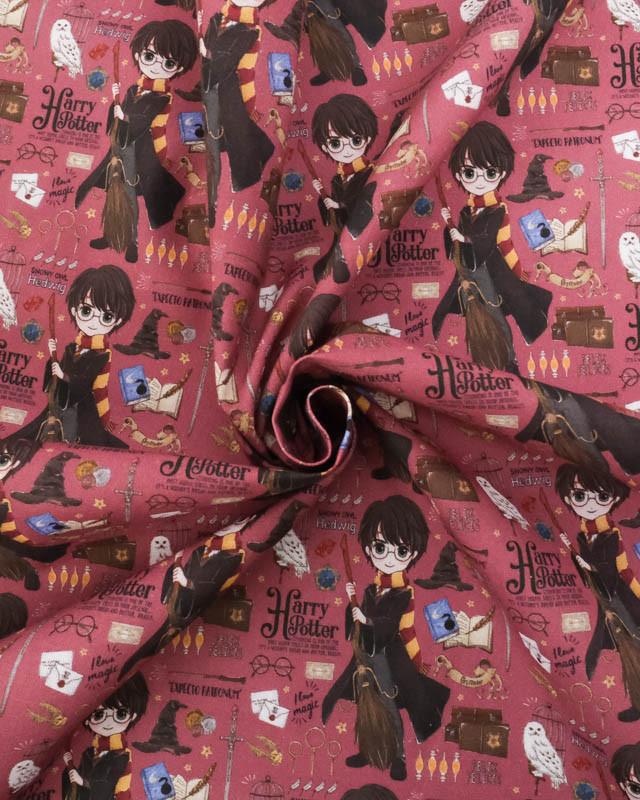 Tissu Coton Harry Potter Lie de Vin Personnage Harry - Mercerine