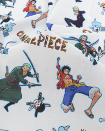 Tissu Coton Ecru Personnages One Piece - Mercerine