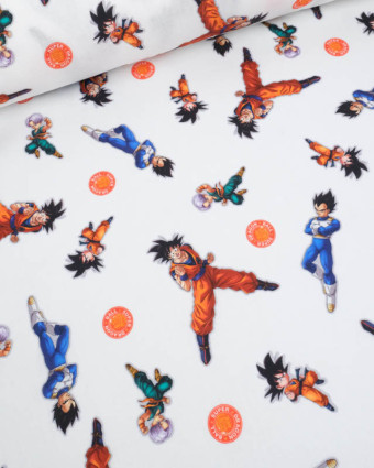 Tissu Coton Ecru Personnages Dragon Ball Z - Mercerine