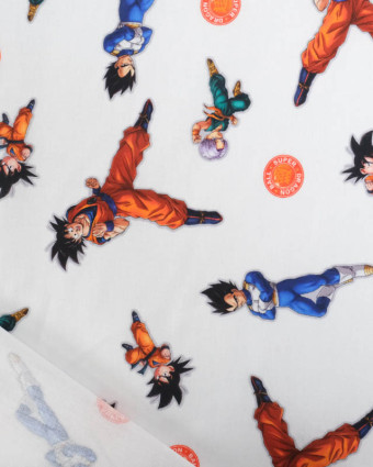 Tissu Coton Ecru Personnages Dragon Ball Z - Mercerine