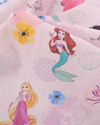 Tissu Coton Rose Princesses Disney  - Mercerine