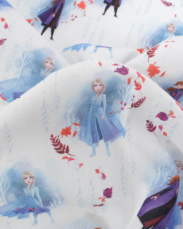 Tissu Coton La Reine des Neiges Anna et Elsa - Mercerine