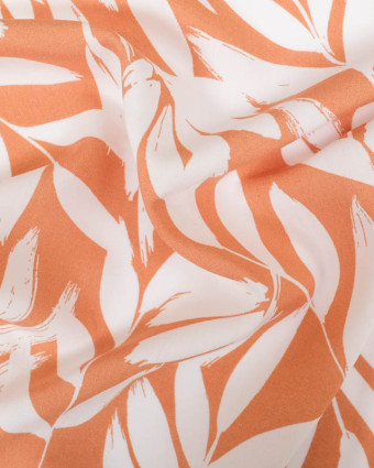 Viscose Orange Motif Feuillage - Mercerine