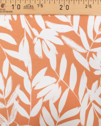 Viscose Orange Motif Feuillage - Mercerine