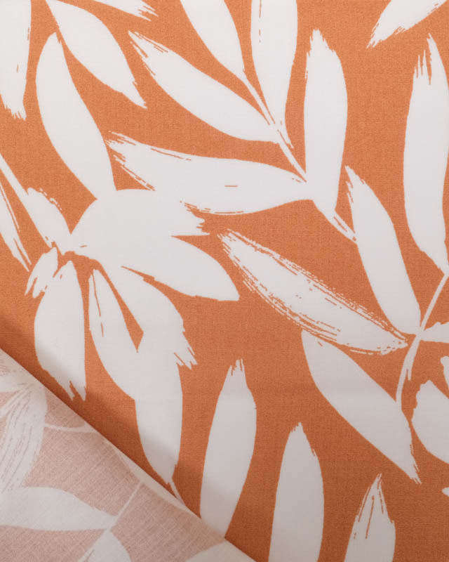 Viscose Orange Motif Feuillage - Mercerine