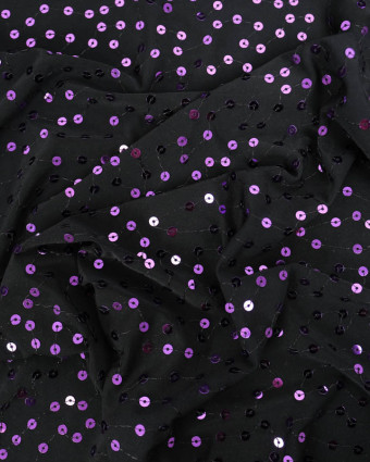 Tissu Sequin Violet Stretch Toucher Peau de Pêche - Mercerine