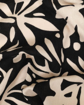 Tissu Viscose Noir Stretch Motif Floral Ecru