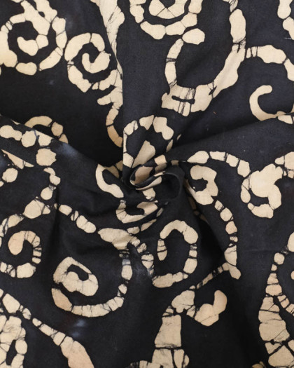 Coton Baltique Noir Motif Spirale Beige - Mercerine