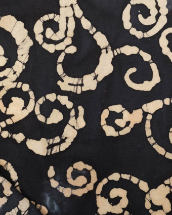 Coton Baltique Noir Motif Spirale Beige - Mercerine