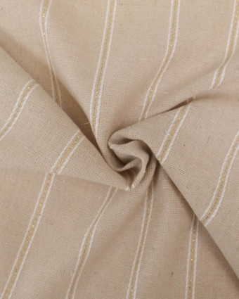 Viscose Lin Beige Naturel Rayures Dorées - Mercerine