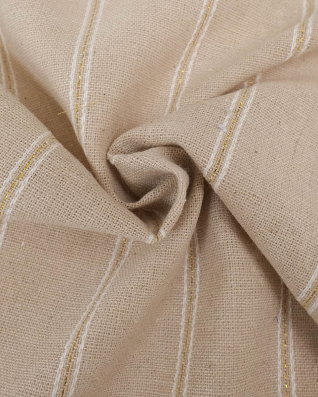 Viscose Lin Beige Naturel Rayures Dorées - Mercerine