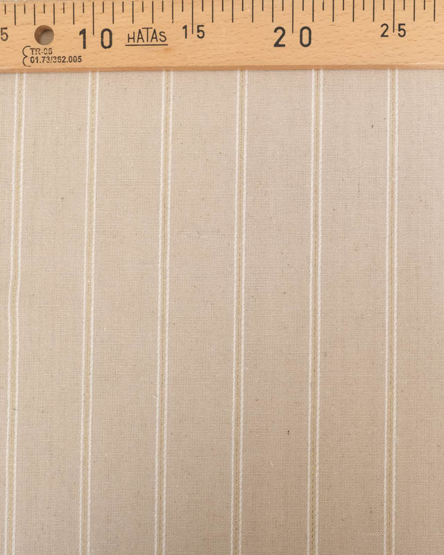 Viscose Lin Beige Naturel Rayures Dorées - Mercerine