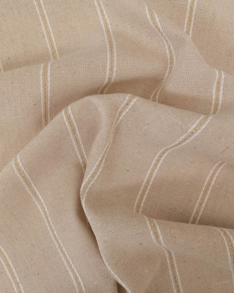 Viscose Lin Beige Naturel Rayures Dorées - Mercerine