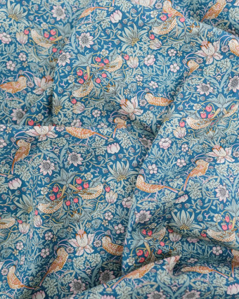 Tissu Liberty Fabrics@ Strawberry Thief Bleu - Mercerine