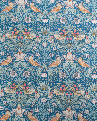 Tissu Liberty Fabrics@ Strawberry Thief Bleu - Mercerine