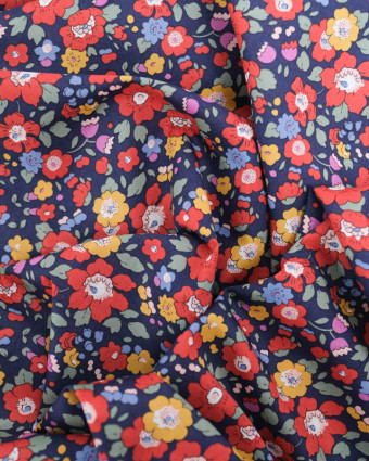 Tissu Liberty Fabrics@ Betsy Meadow Bleu et Rouge - Mercerine