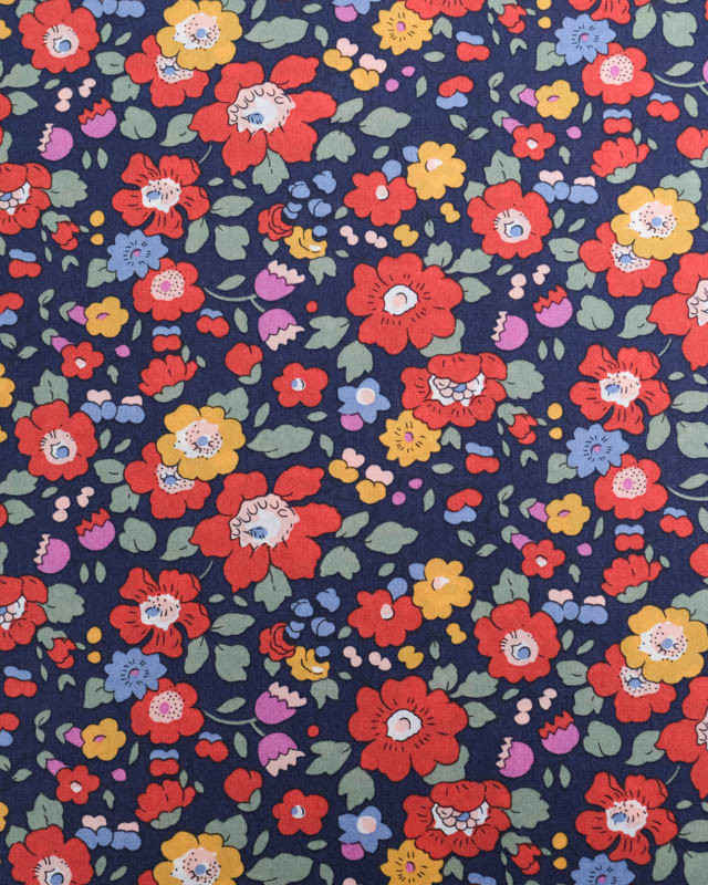 Tissu Liberty Fabrics@ Betsy Meadow Bleu et Rouge - Mercerine