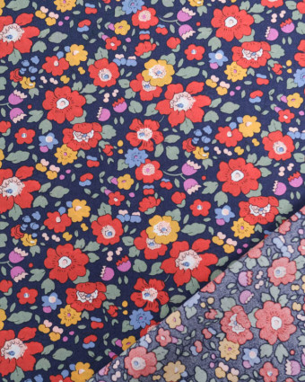 Tissu Liberty Fabrics@ Betsy Meadow Bleu et Rouge - Mercerine